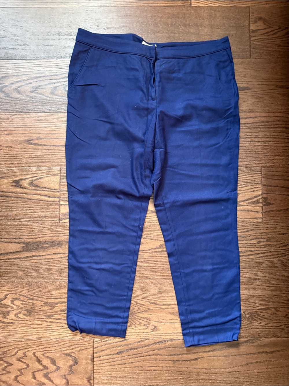 H&M Navy Cropped Stretch Tapered Pants